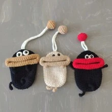 手工制作香肠嘴耳机套钥匙保护套汽车钥匙包钥匙扣钥匙包吊坠家居适用女士迷你钱包