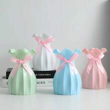 1pc 创意水波纹塑料花瓶、花盆花篮装饰客厅、现代家居装饰客厅电视柜家居装饰、客厅门工艺品装饰、花盆家居装饰、家居装饰、花瓶、中心装饰、桌面装饰 - 彩色 - 查看 4