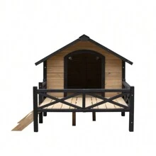 Outdoor Large Wooden Cabin House Style Wooden Dog Kennel With Porch