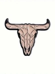 5pcs/Set Fashion Punk Personalized Creative Cowboy Style Animal Scenery Bull Head Hat Boots Metal Badge Brooch Enamel Pin, Clothing School Bag Accessories Suitable For Daily Holiday Banquet Wear - Multicolor - View 9