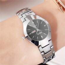 NARY 2pcs/Set Couple's Quartz Watch With Calendar Function, Business & Fashion Design, Ideal Valentine's Day Gift For Men & Women, Suitable For Daily Wear