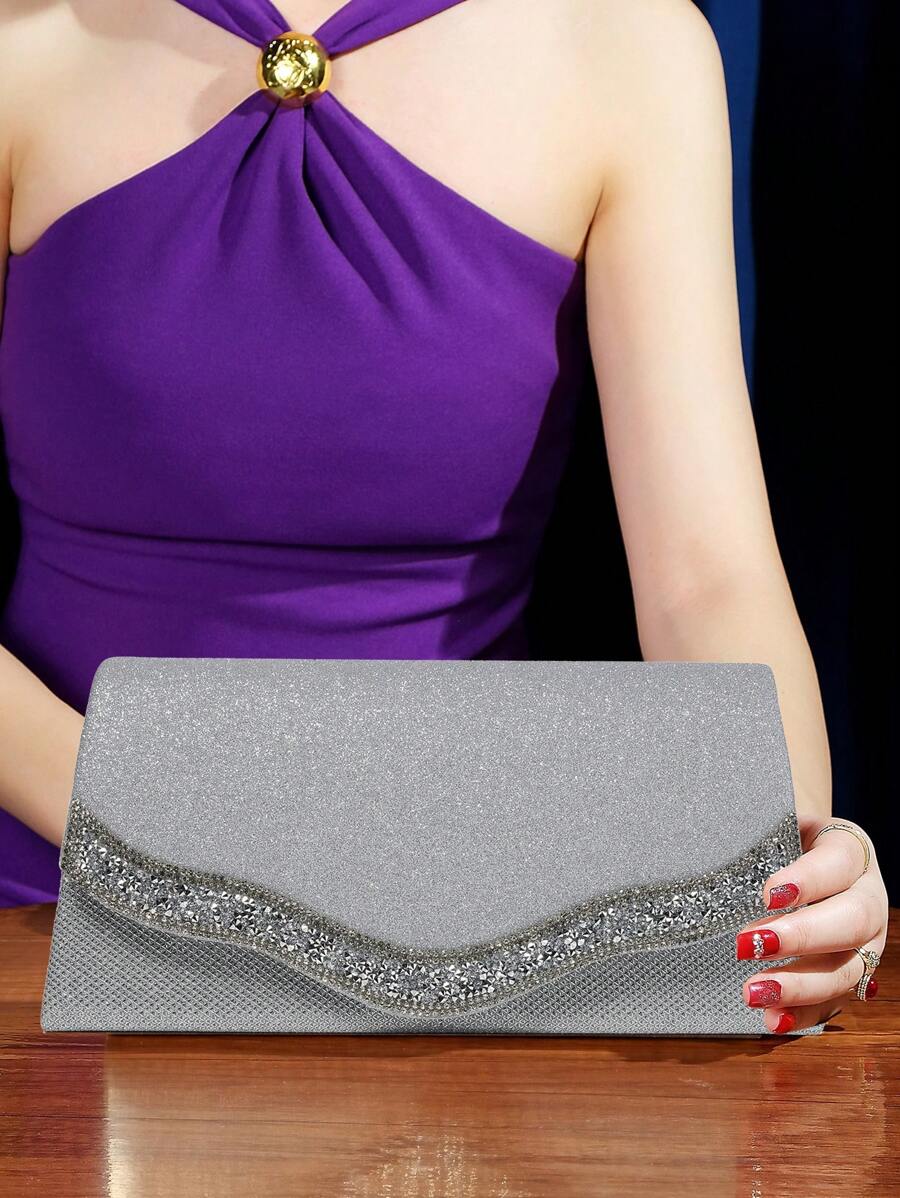 Crystal Decor Shiny Women's Clutch Evening Bag, Perfect For Parties, Weddings, Balls, Dinners/Banquets, Matching With Wedding Dresses, Formal Attire, Prom Gowns, Birthday Outfits, Women's Party Dress