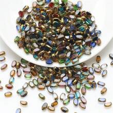 Long Double Cone Glass Beads For Jewelry-Making 4mm(0.157in)*6mm(0.236in)/48PCS Reusable Loose DIY Craft Beads, Plated With Color AB Handmade Accessories - 4*6 Gold Edge Rice Beads - View 2