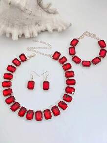 Bộ 4 chiếc/Bộ vòng cổ pha lê Rhinestone nhiều màu sang trọng, hoa tai, vòng tay trang sức dành cho nữ, thích hợp cho trang phục dự tiệc/dạ hội - bộ pha lê - Xem 8
