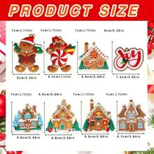 8 pièces Pendentif décoratif de maison de Noël, décoration de chaumière en pain d'épices - Conception d'arbre de Noël et d'homme en pain d'épices, ajoutant une atmosphère sucrée à votre sapin de Noël ! Cadeau pour Noël, Halloween, Thanksgiving, Pâques, décoration de maison, décoration de chambre, décoration murale