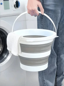 1 pieza Cubo plegable de silicona, palangana portátil, cesta de almacenamiento para artículos de baño, almacenamiento y organización del baño, gel de ducha, champú, toallas, artículos de limpieza, accesorios de almacenamiento de ducha, viajes al aire libre, riego de flores, riego de verduras, contenedores y accesorios para el transporte de agua en el jardín, decoración de habitaciones, decoración del hogar para pesca y lavado de coches, artículos de limpieza, accesorios de limpieza de cocina adecuados para limpiar frutas, verduras, envases de alimentos