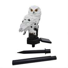 1入創意貓頭鷹/動物造型樹脂太陽能草坪燈，防水太陽能燈，建路燈光，適用於花園照明，夜間照明，園派裝飾性 - 白色 - 查看 11