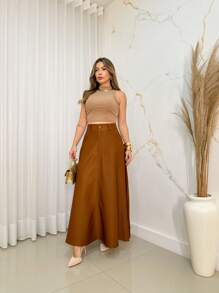Women Skirts - Coffee Brown - View 6