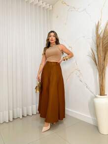 Women Skirts - Coffee Brown - View 5