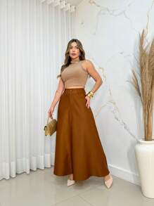 Women Skirts - Coffee Brown - View 4