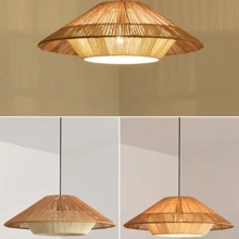 E27*1 3000K Warm White/6500K White Bulb (Not Included) & Linen Rope Woven Pendant Light, 85-265V/ Simple Creative Handmade Japanese-Style Retro Lamp For Bedroom Living Room Guest Room Restaurant, Adjustable 1m Hanging Length, Suitable For Kitchen Island, Dining Room, Craft Room. - Rope Braided Chandelier1 - View 6