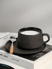 Japanese-Style Coffee Cup & Saucer Set, Retro Ceramic Creative Office Cappuccino, Latte Art Cup Set - Multicolor - View 4