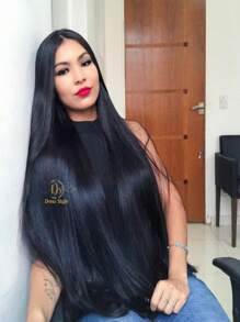 Cabelo liso Bio Vegetal Mega Hair Em Tela P/ Entrelace Cabelo Humanizado Nívea 300Gramas 75Cm - PRETO - Preto - Visão 2