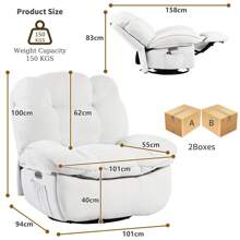 Electric Recliner, Electric Recliner With Charging Port, Recliner With Massage And Heating Function, White