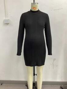 孕婦裝，時尚V領柔軟優雅的高檔派對或日常穿著，顯白色 - 黑色 - 查看 1