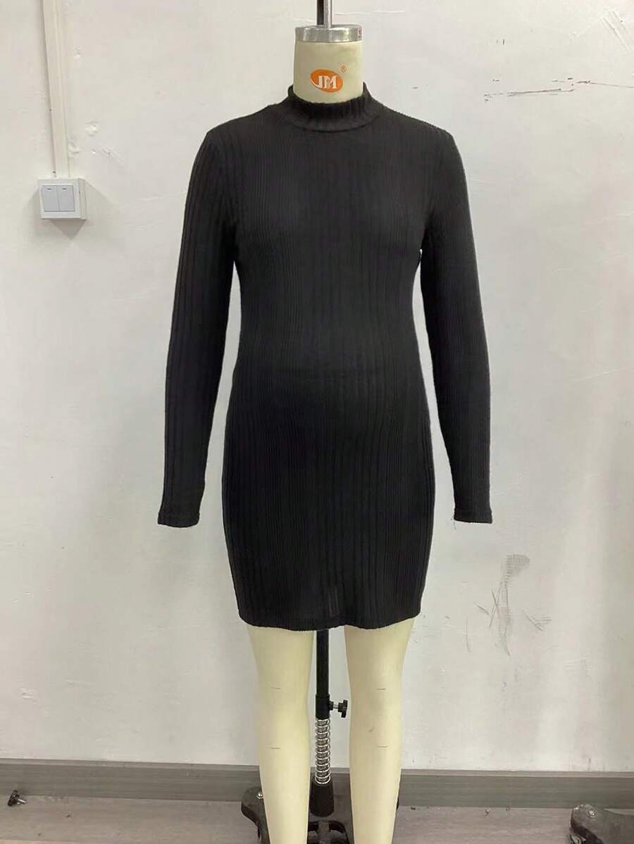 孕婦裝，時尚V領柔軟優雅的高檔派對或日常穿著，顯白色 - 黑色 - 查看 1