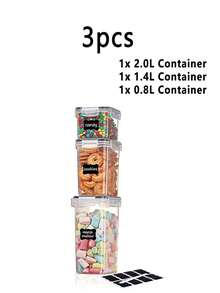 3/5/9/11/12/15/24/28入組密封食品儲存容器與蓋子，不漏水的廚房儲物盒套裝，無Bisphenol A塑料廚房儲存容器，適用於麵條、穀物、粉、糖罐等食物儲存 - 黑與白 - 查看 15