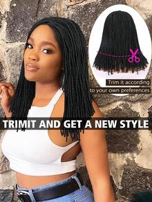 合成脏辫假发，全蕾丝假发，带婴儿发，14英寸仿脏辫假发，女士扭辫假发，双层蕾丝内网细密脏辫，低温丝合成假发，女士日常佩戴无结扭辫假发 - 黑色 - 查看 7