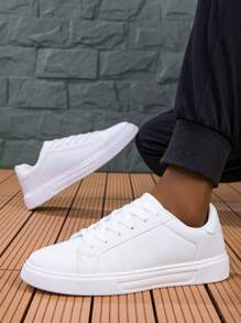 Unisex Sports Shoes Thick Bottom Height Increasing Casual Sneakers, White