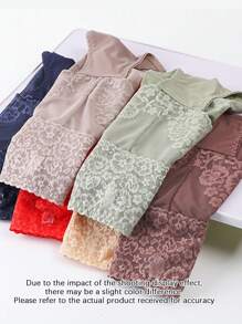 1pc Lace Floral Decor Sexy Sports Slimming & Tummy Control Leggings, Breathable Shaping Beauty Pants, Women Butt Lifting Tights, Base Layer Pants, Waist Slimming Bottoms Gym Accessories - Coral Pink - View 8