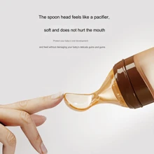 1个婴儿米糊奶瓶挤压式喂食硅胶软勺婴儿辅食工具奶瓶式婴儿喂食勺 - 橘色 - 查看 3