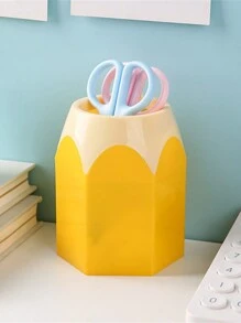 1入組筆架、鉛筆形狀筆架容器、鉛筆收納架、塑膠多功能桌面收納件化妝刷壺花瓶可愛文具適合學校、辦公室、家庭、宿舍（綠色）