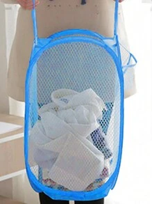Mesh Pop Up Square Laundry Basket Storage Toy Organizer Bag Collapsible Clothes Baskets For Dorm - Pink - View 8