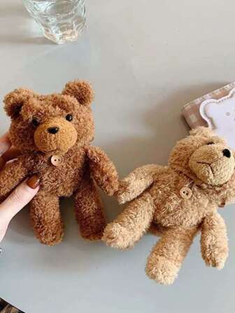 Cute Phone Case 1pc Plush Teddy Bear Style Protective Case Compatible With AirPods 1/2/3, AirPods Pro 2nd Gen, In Light Brown/Dark Brown Colorways
