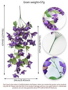 1 PIEZA Planta colgante artificial de seda, flor de buganvilla, corona triangular de flor de ciruelo adecuada para decoración de primavera y otoño al aire libre, arco de boda, pared, jardín, porche, decoración del hogar - 1 colgante de ratán de buganvilla. - Ver 3