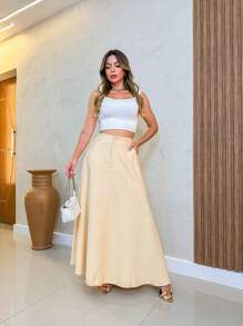 Women Skirts - Khaki - View 4