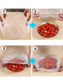 50/100/200/300/400/500pcs Disposable Food Cover Plastic Wrap Fruit Food Covers Fresh Saver Bags Elastic Shoe Cover Shower Headgear Disposable Food Cover Saran Wrap Plastic Bag  Fruit Vegetable Storage Bag Elastic Plastic Bag Kitchen Fresh Keeping - Transparent - View 6