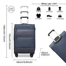 24 Inch 28 Inch Check-In Suitcase Lightweight Expandable Soft Shell With TSA Lock And 4 Spinner Wheels Durable Unisex Travel Luggage For Business And Personal Trips - Royal Blue - View 5