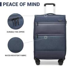 24 Inch 28 Inch Check-In Suitcase Lightweight Expandable Soft Shell With TSA Lock And 4 Spinner Wheels Durable Unisex Travel Luggage For Business And Personal Trips - Royal Blue - View 7