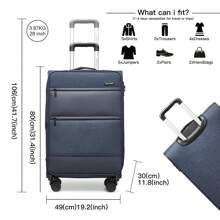 24 Inch 28 Inch Check-In Suitcase Lightweight Expandable Soft Shell With TSA Lock And 4 Spinner Wheels Durable Unisex Travel Luggage For Business And Personal Trips - Royal Blue - View 6