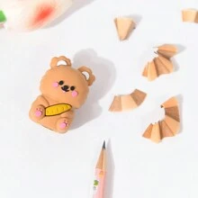 1pc Cartoon Mini Portable 3D Silicone Pencil Sharpener, Rotating Pencil Sharpener, Pencil Shaver, Back To School Stationery Gift, Award, Office And School Stationery Supplies