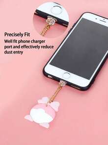 1pc Cute Pink Butt-Shaped Dust Plug Pendant For Phone, Suitable For Charging Port - Multicolor - View 2