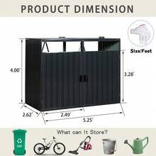 Garbage Bin Shed Stores 2 Trash Cans Metal Outdoor Bin Shed For Garbage Storage,Stainless Galvanized Steel, Bin Shed For Garden Yard Lawn - 1 - 查看 4