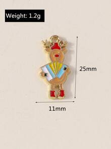 10 件/包可爱圣诞手风琴鹿耳环、项链、钥匙链吊坠 DIY 卡通配件 - 棕色 - 查看 7