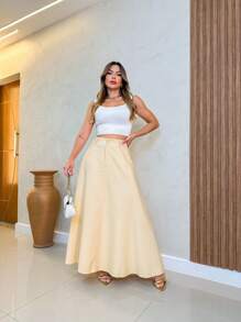 Women Skirts - Khaki - View 3