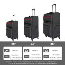 Softside Luggage Expandable 3 Piece Set Suitcase Upright Spinner Softshell Lightweight Luggage Travel Set - 黑色 - 查看 1