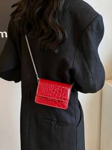 Bolso bandolera de moda nueva de cadena metálica mini - Burdeos - Ver 4