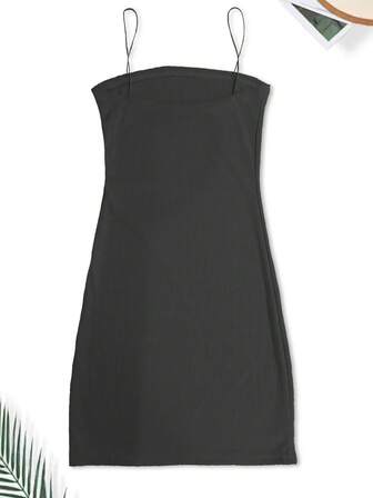 1pc Women's Sexy Strap Wrapped Hip Short Dress, Suitable For Home, Commuting And Bottoming