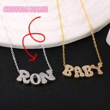 26pcs Alphabet Full Rhinestone Pendant DIY Copper Inlaid Cubic Zirconia Customized Name Necklace Gift - Rose Gold - View 1