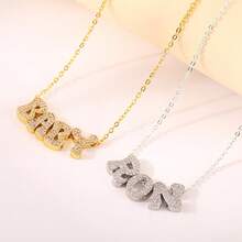 26pcs Alphabet Full Rhinestone Pendant DIY Copper Inlaid Cubic Zirconia Customized Name Necklace Gift - Rose Gold - View 2