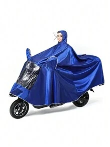 (028) IMPERMEABLE PARA UNA O DOS PERSONAS PARA VIAJES EN MOTOCICLETA, BICICLETA O MOTONETA, IMPERMEABLE A PRUEBA DE VIENTO - Azul - Ver 3