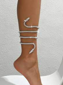 1pc Fashionable & Simple Flexible Snake Shaped Leg Chain, Can Be Wrapped And Styled Freely, Anklet