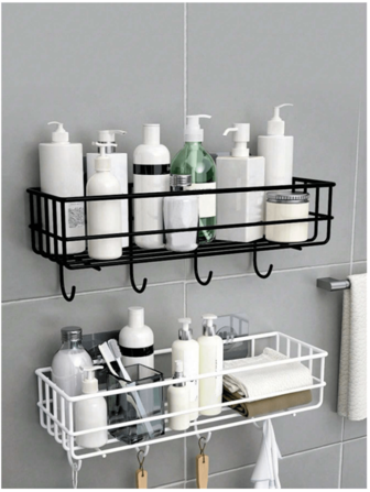 1 件浴室收纳架，壁挂式浴室收纳架，无需钻孔，铁制浴室壁挂式收纳架