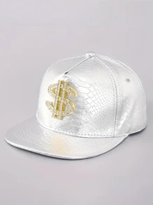 Cool Hippie Flat Brim Baseball Cap, Rhinestone Golden Dollar Sign Punk Trucker Hat, Snapback Hat For Casual Leisure Outdoor Sports, Dance & Skate Boarding & Cosplay,School