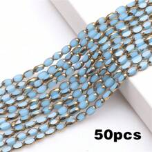 Long Double Cone Glass Beads For Jewelry-Making 4mm(0.157in)*6mm(0.236in)/48PCS Reusable Loose DIY Craft Beads, Plated With Color AB Handmade Accessories - 4*6 Gold Edge Rice Beads - View 21