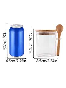 1pc/2pcs/4pcs 500ml 16.9oz Glass Jars,Overnight Oats Containers With Lids,Kitchen Glass Canisters,Glass Storage Container Airtight Food Jars With Wood Lids And A Spoon,Wide Mouth Pantry Clear Glass Jar For Flour, Sugar, Cookie,Nuts,Coffee,Biscuits,Herbs,Honey,Milk Powder,Dried Fruit,Matcha,Salt,Oats,Tea-Leaf,For Kitchen,Restaurant,Outdoor,Food Store,Party,Picnic, Refrigerator Storage